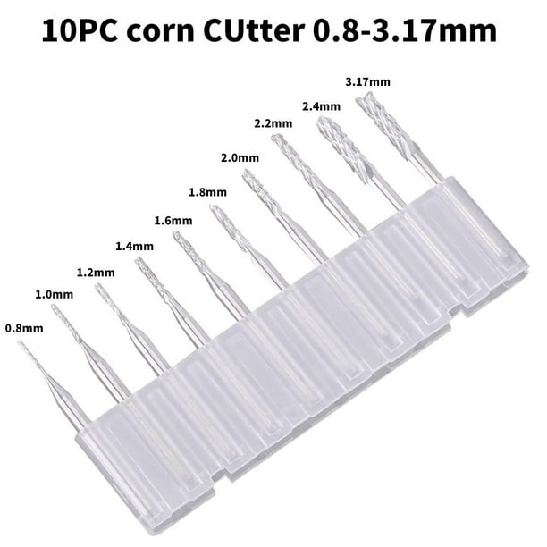 10Pcs 3.175 x 2.0mm Parallel Carbide CNC/PCB Milling Cutter Bits CEL 8mm